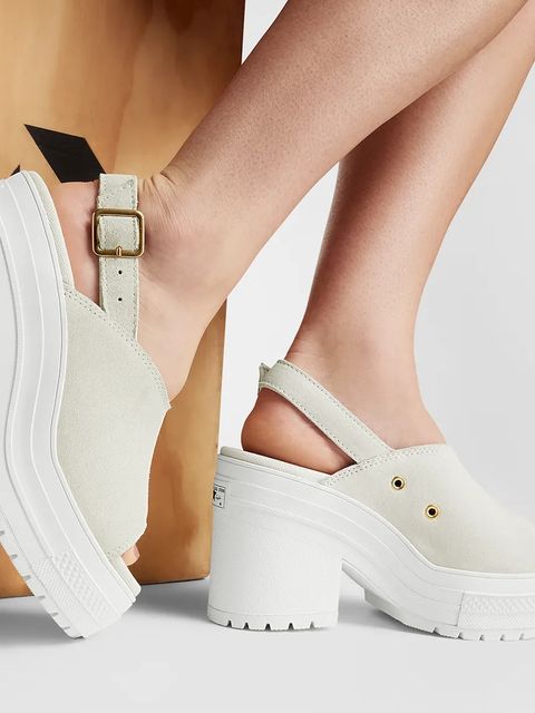 Converse sandały zamszowe Chuck 70 De Luxe Heel Mule damskie kolor biały na słupku A15070C