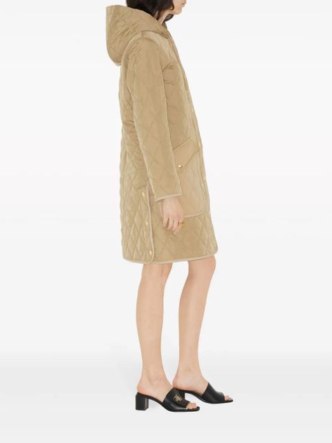 Burberry diamond-quilted hooded parka coat - Neutrals