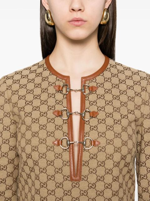 Gucci GG-canvas Horsebit-detail mini dress - Brown