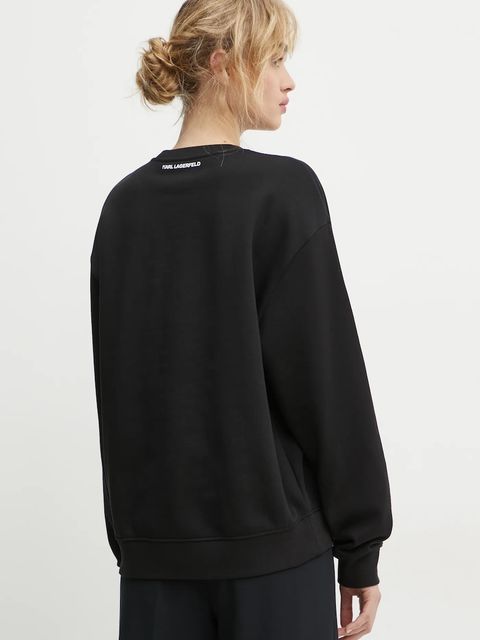 Karl Lagerfeld bluza bawełniana damska kolor czarny z aplikacją A1W20045