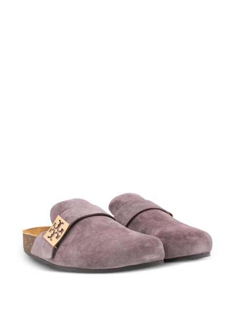 Tory Burch Mellow metal-logo suede mules - Purple