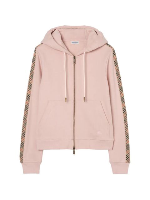 Burberry Check-trim cotton zip hoodie - Pink - zdjęcie produktu nr 1