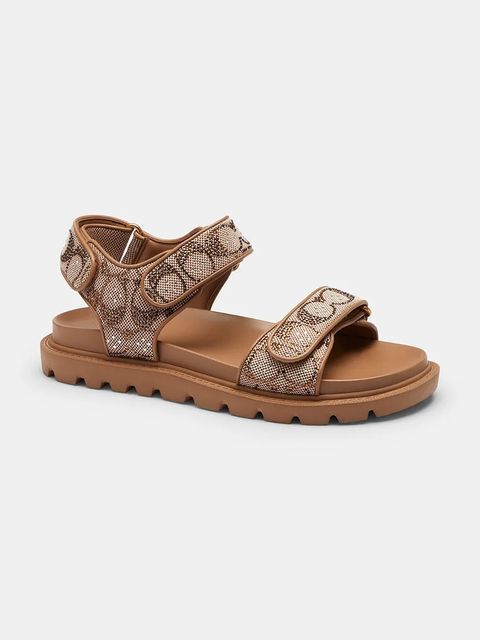 Coach sandały na płaskim obcasie damskie skórzane Brynn Crystal Signature Sandal - zdjęcie produktu nr 1