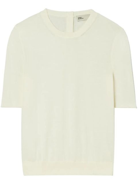 Tory Burch fine-knit silk-blend top - Neutrals - zdjęcie produktu nr 1