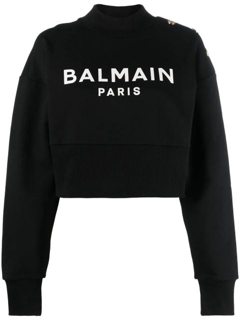 Balmain logo-print cotton sweatshirt - Black - zdjęcie produktu nr 1
