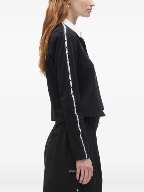 3.1 Phillip Lim panelled eyelet-detail polo top - Black