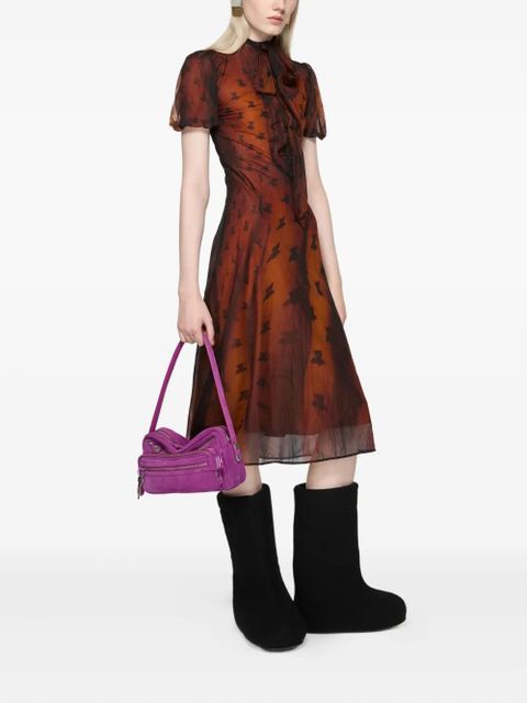 Acne Studios puff-sleeve printed dress - Brown - zdjęcie produktu nr 2