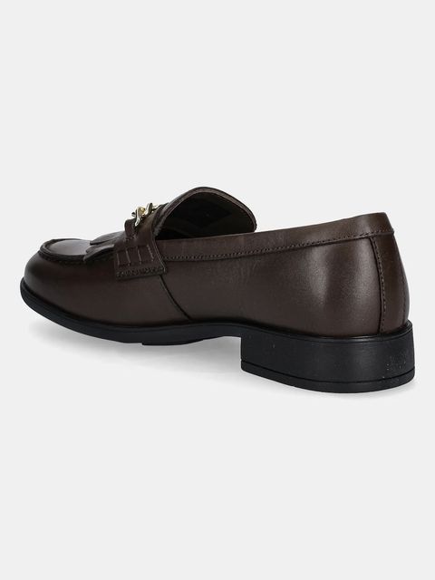 Tommy Hilfiger mokasyny skórzane TH CHAIN FRINGE LEATHER LOAFER damskie kolor brązowy na płaskim obcasie FW0FW08971
