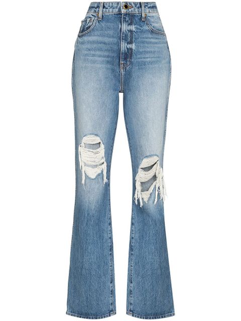 KHAITE Danielle high-waisted distressed jeans - Blue
