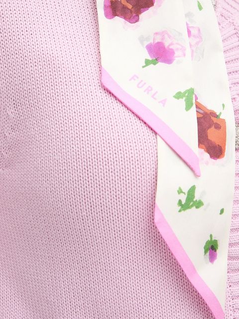 Furla apaszka jedwabna damski kolor beżowy wzorzysta WT00022.BX3856.J9600