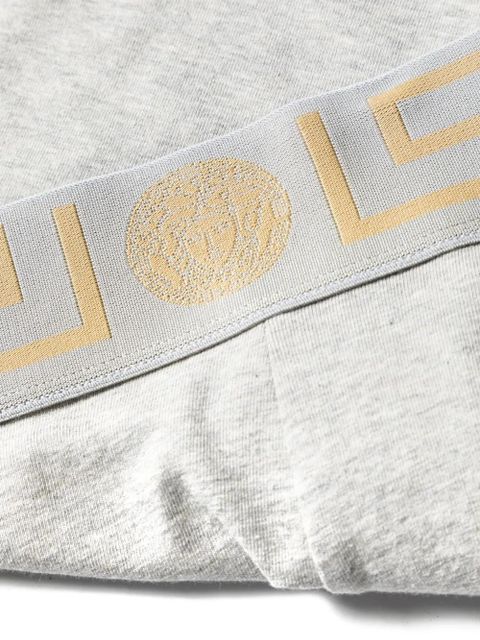 Versace Greca-waistband cotton boyshort - Grey