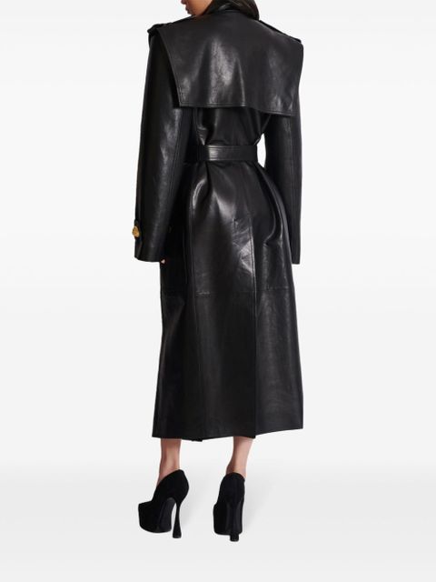 Balmain belted lambskin trench coat - Black