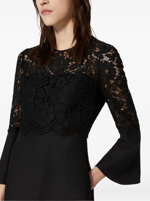 Valentino Garavani lace-paneled flared dress - Black