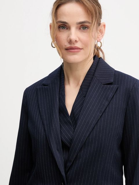 United Colors of Benetton marynarka kolor granatowy jednorzędowa wzorzysta 2X8MDW02H