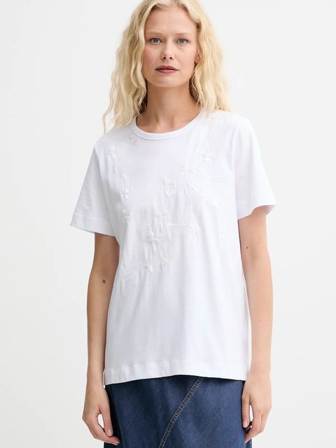 MUNTHE t-shirt bawełniany PIRIS damski kolor biały 252110525260 - zdjęcie produktu nr 1