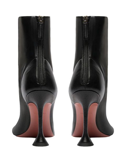 Amina Muaddi 95mm Iris seam heel leather boots - Black