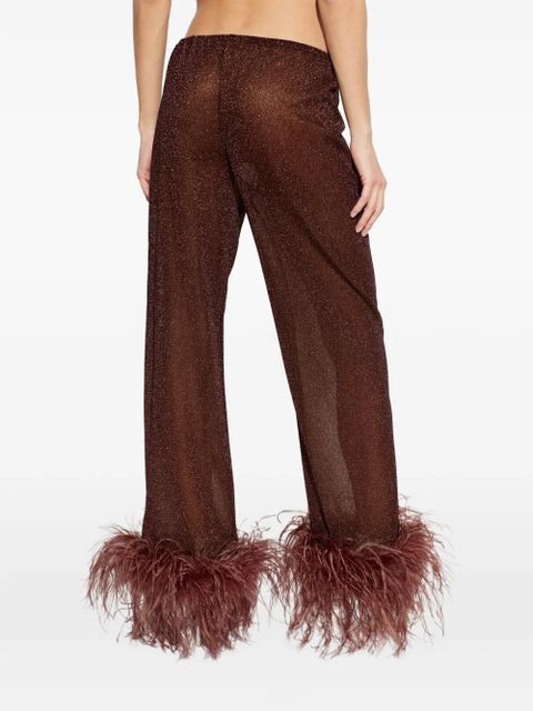 Oséree plumage feather-trim trousers - Brown