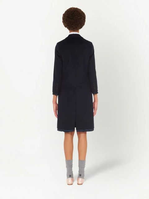 Miu Miu Single-Breasted Velour coat - Blue
