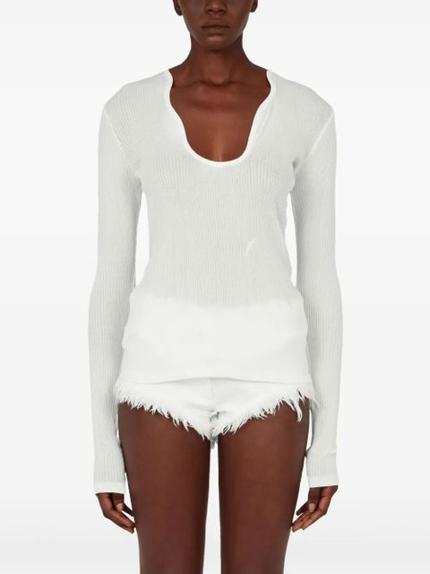 Ferragamo rippled-neckline sweater - White - zdjęcie produktu nr 2