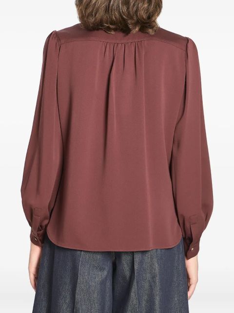 Max Mara puff-sleeve bow blouse - Brown