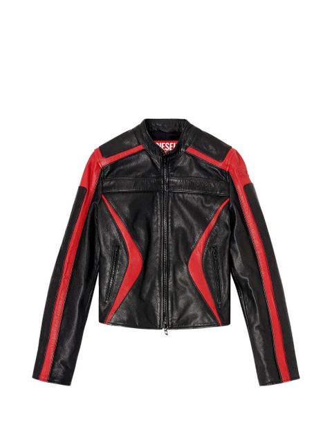Diesel L-Ovable leather jacket - Black - zdjęcie produktu nr 1