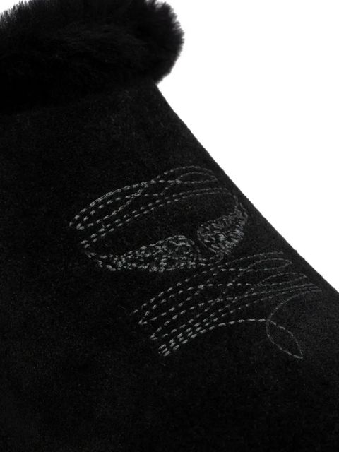 Zadig&Voltaire embroidered shearling mules - Black