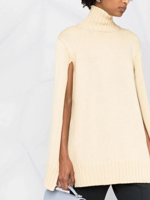 Jil Sander slit-sleeves high-neck jumper - Neutrals