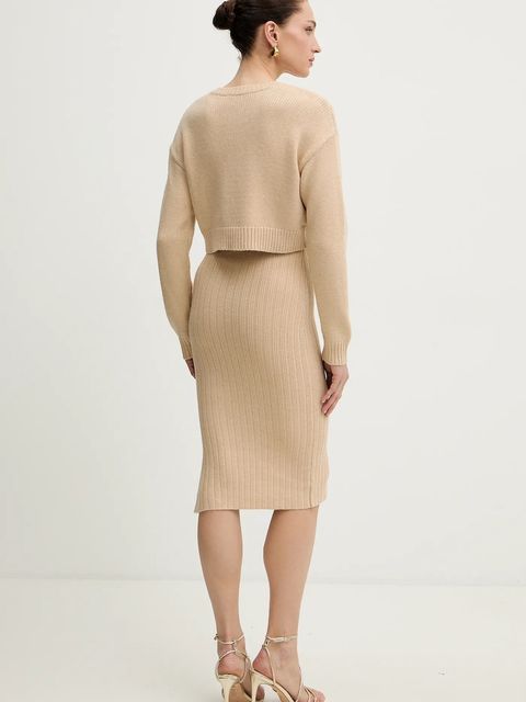 Morgan sukienka i sweter RMNATE kolor beżowy mini dopasowana RMNATE