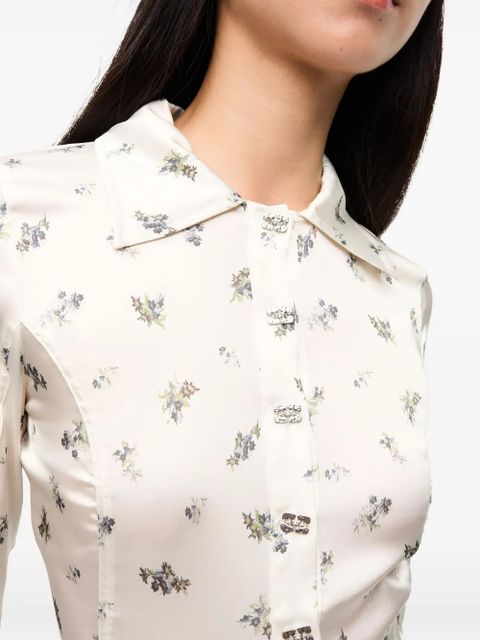 GANNI floral-print bodysuit - White