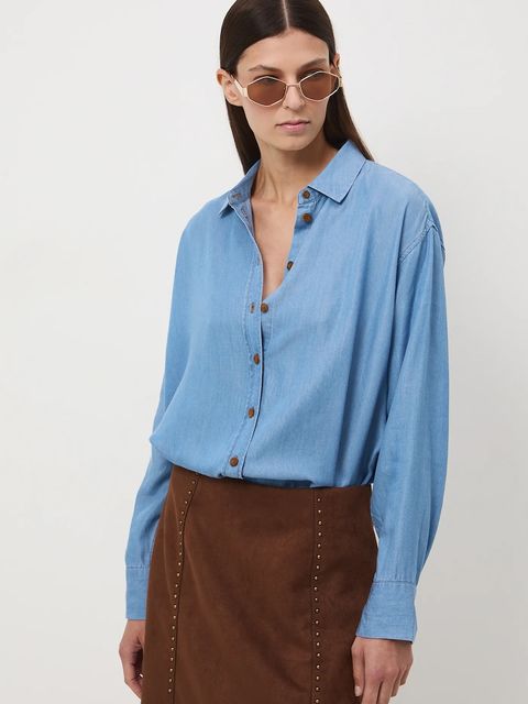 Medicine koszula damska kolor niebieski relaxed z kołnierzykiem klasycznym - zdjęcie produktu nr 1