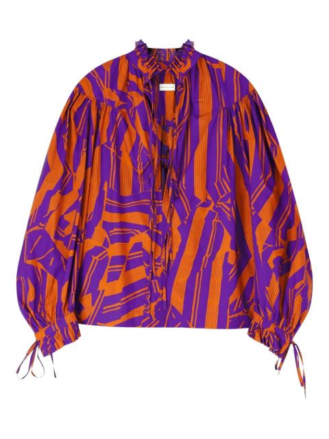 DRIES VAN NOTEN ruffled cotton shirt - Purple - zdjęcie produktu nr 1