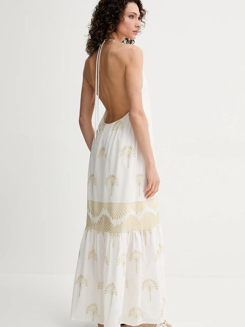 Simona Corsellini sukienka kolor beżowy maxi rozkloszowana P25CPAB026 - zdjęcie produktu nr 2