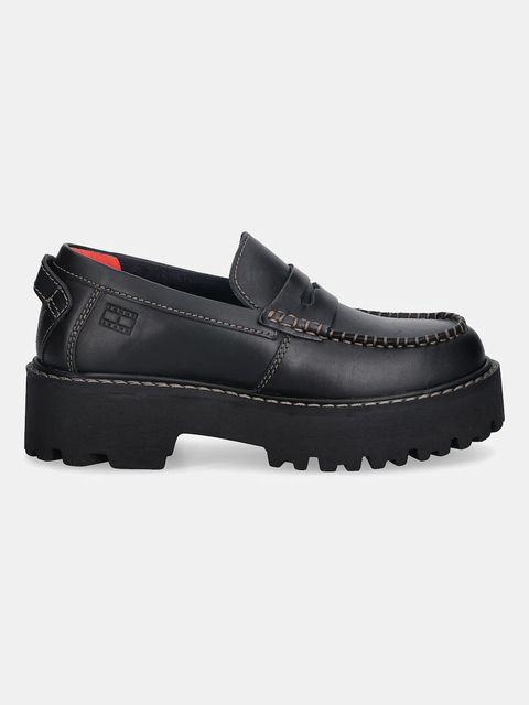 Tommy Hilfiger mokasyny skórzane ARCHIVE 01 LOAFER LEATHER damskie kolor czarny na platformie EN0EN03005 - zdjęcie produktu nr 2