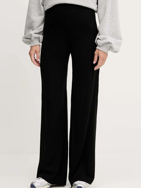 EA7 Emporio Armani spodnie z dodatkiem wełny damskie kolor czarny szerokie high waist AF17576.7W000778 - zdjęcie produktu nr 1