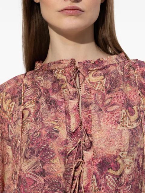 ISABEL MARANT graphic-print ruffled dress - Pink