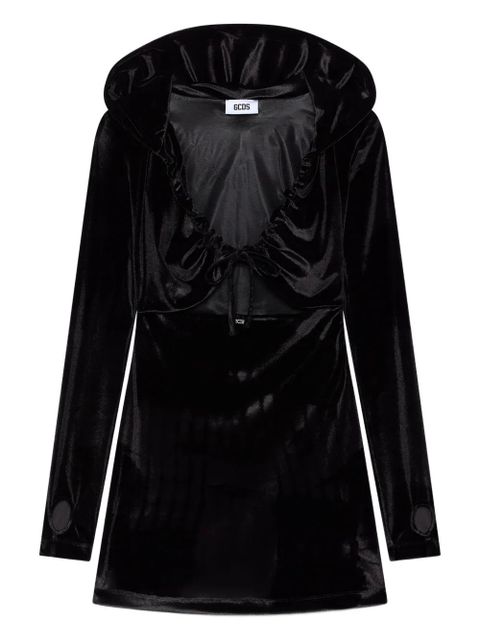 GCDS hooded ruffled mini dress - Black - zdjęcie produktu nr 1