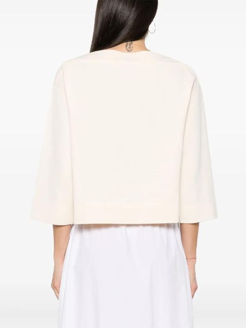 Moncler logo-appliqué boat-neck sweatshirt - Neutrals