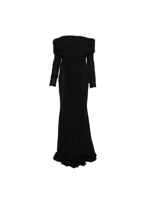 Blumarine off-shoulder long-sleeve maxi dress - Black - zdjęcie produktu nr 1