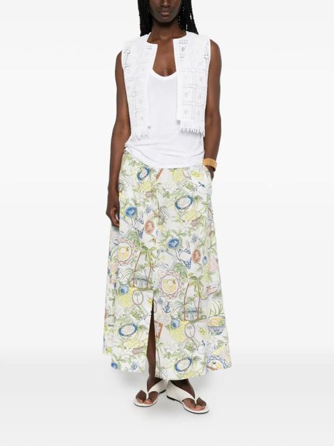 Maje postcard-print button-front midi skirt - White - zdjęcie produktu nr 2