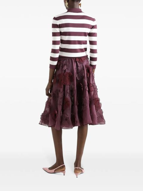 Dolce & Gabbana floral-appliqué midi skirt - Red