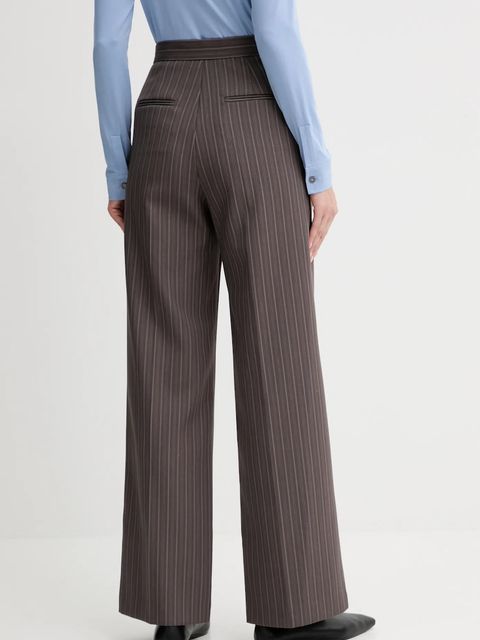 ISABELLE BLANCHE spodnie z wełną damskie kolor brązowy szerokie high waist IS25FW-P044-T003