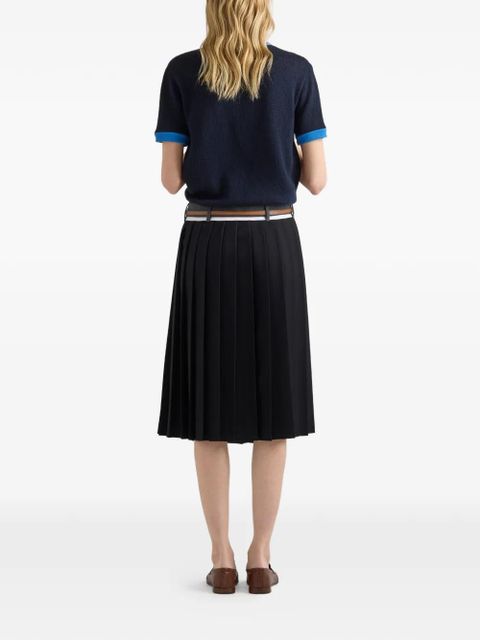 Prada pleated rush stitch midi skirt - Blue
