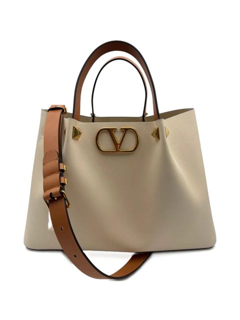 Valentino Garavani logo-appliqué tote bag - Neutrals