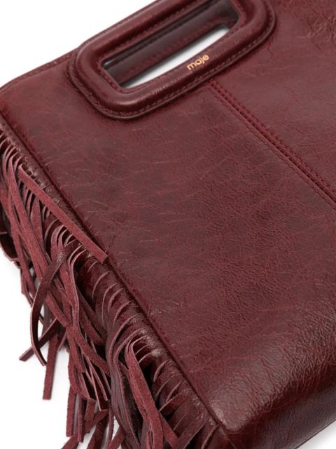 Maje M fringed leather tote bag - Red