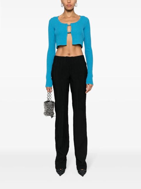 Blumarine cropped ribbed-knit cardigan - Blue - zdjęcie produktu nr 2