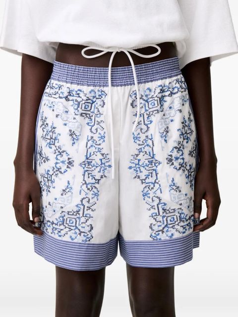 Claudie Pierlot striped-waistband patterned shorts - White