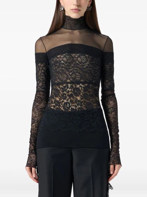 Blumarine sheer-lace mock-neck top - Black - zdjęcie produktu nr 2