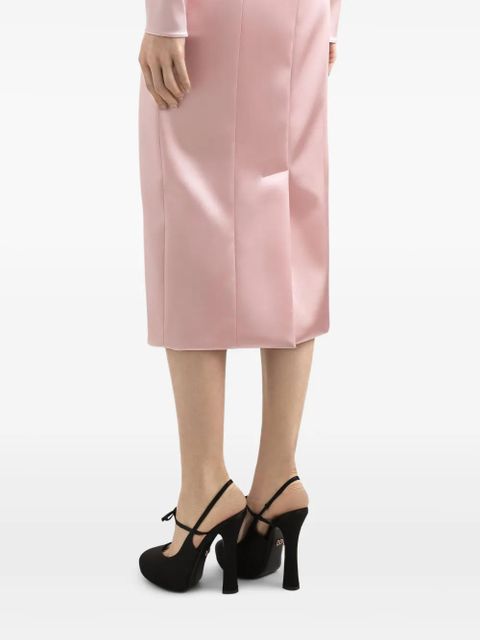 Dolce & Gabbana round-neck satin midi dress - Pink