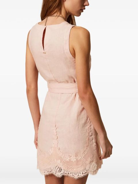TWINSET lace-trim belted dress - Pink