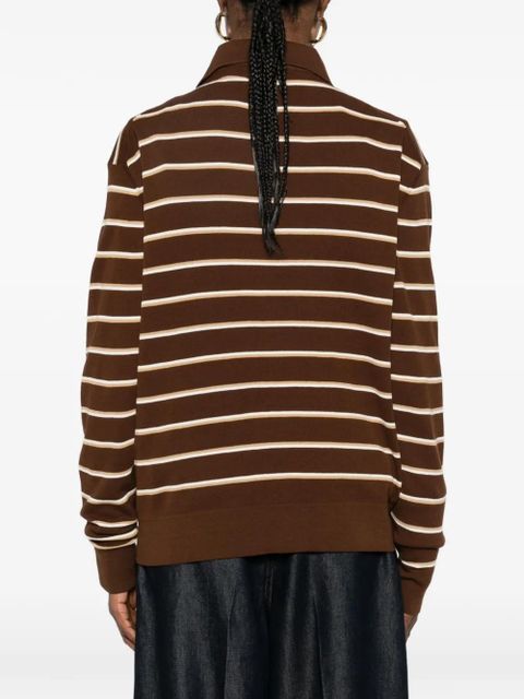 Miu Miu striped V-neck T-shirt - Brown